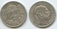 Ungarn Kaiserreich 1 Korona (Krone) Silber G5713 - Kaiser Franz Joseph I. 1848-1916 Hungary -