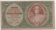 50000 Kronen Banknote 1922 Österreich Kaiserreich GB219 - Österreich-Ungarische Bank - Geldschein mit Stern vor Seriennummer Gebrauchte Erhaltung
