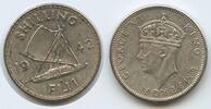 Fidschi-Inseln One Shilling Silber (1 Shilling) G7558 - Boot Kanu Outrigger King George VI. 1936-1952 Fiji -