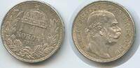 Ungarn Kaiserreich 1 Korona (Krone) Silber G5753 - Kaiser Franz Joseph I. 1848-1916 Hungary -