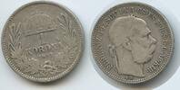 Ungarn Kaiserreich 1 Korona (Krone) Silber G5755 - Kaiser Franz Joseph I. 1848-1916 Hungary -
