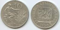 Tschechoslowakei 10 Korun Silber H0261 - Czechoslovakia Czechoslovak Republic Czech lion -