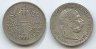 Österreich Kaiserreich 1 Corona (Krone) Silber G5763 - Kaiser Franz Joseph I. 1848-1916 Austria -