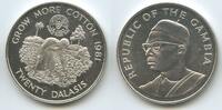 20 Dalasis Silber 1981 Gambia PA066 - FAO World Food Day Baumwollplantage Unzirkuliert