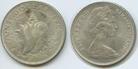 One Dollar Silber 1966 Bahamas M#5733  Muschel Conch shell - Strombus alatus Queen Elisabeth II. Bahama Islands Fast unzirkuiert, Fleck, Patina