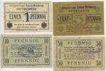 Deutsches Reich Brandenburg 1, 5, 10, 50 Pfennig Gutschein GB465 - Zossen-Weinberge - Kriegsgefangenenlager PoW Camp Bank Paper Money -