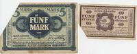 Deutsches Reich Provinz Sachsen 5 Pfennig, 5 Mark Gutscheine Lot GB196 - Alten-Grabow Mannschaftsgefangenenlager - PoW Camp Bank Paper Money -