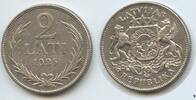 Lettland 2 Lati Silber H0387 - Latvia Latvijas Republika -