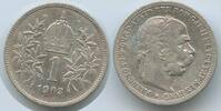 Österreich Kaiserreich 1 Corona (Krone) Silber G5744 - Kaiser Franz Joseph I. 1848-1916 Austria -