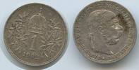 Österreich Kaiserreich 1 Corona (Krone) Silber G5745 - Kaiser Franz Joseph I. 1848-1916 Austria -