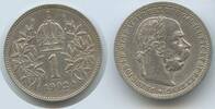 Österreich Kaiserreich 1 Corona (Krone) Silber G5762 - Kaiser Franz Joseph I. 1848-1916 Austria -