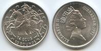 Gibraltar 10 Pounds - 14 Ecus Silber H0605 - Knight riding left - Queen Elizabeth II. -