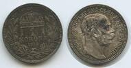 Ungarn Kaiserreich 1 Korona (Krone) Silber G5734 - Kaiser Franz Joseph I. 1848-1916 Hungary -