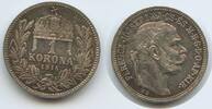 Ungarn Kaiserreich 1 Korona (Krone) Silber G5756 - Kaiser Franz Joseph I. 1848-1916 Hungary -