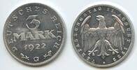 Deutsches Reich Weimar 3 Mark G10126 - Verfassungstag 11. August 1922 Germany Weimar Republic -