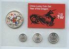 China KMS mit Medaille Year of the Dragon GN690b - Kursmünzensatz 1,2,5 Fen - Chinese Zodiac Chinesisches Sternzeichen -