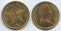 Bahamas One Cent (1 Cent) G2725 - Starfish Seestern Queen Elizabeth II. -