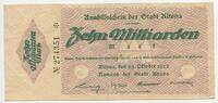 Deutsches Reich Weimar Altona 10 Milliarde Mark Banknote Inflation GB786 - Stadt Altona - Notgeld Paper Money Germany -
