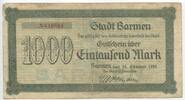 Deutsches Reich Weimar 1000 Mark Banknote Inflation GB785 - Stadt Barmen - Notgeld Paper Money Germany -