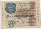 Deutsches Reich Weimar Westfalen 500.000 Mark Banknote Inflation GB625 - Stadt Dülken Rheinland - Notgeld Paper Money Germany -