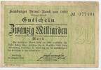 Deutsches Reich Weimar 20 Milliarden Mark Gutschein Banknote Inflation GB684 - Hamburger Privat-Bank - Notgeld Paper Money Germany -