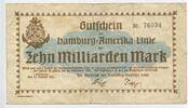 Deutsches Reich Weimar 10 Milliarden Mark Gutschein Banknote Inflation GB514 - Hamburg - Amerika Linie - Notgeld Paper Money Germany -