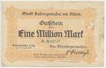 Deutsches Reich Weimar Eine Million Mark Gutschein Banknote Inflation GB501 - Stadt Ludwigshafen am Rhein - Notgeld Paper Money Germany -