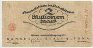Deutsches Reich Weimar 2 Million Mark (2.000.000) Banknote Inflation GB569 - Aushilfsschein der Stadt Altona - Notgeld Paper Money Germany -