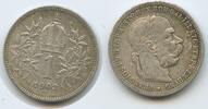 Österreich Kaiserreich 1 Corona (Krone) Silber G5715 - Kaiser Franz Joseph I. 1848-1916 Austria -