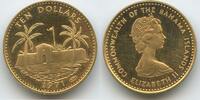 10 Dollars Gold 1971 Bahamas M#5500 - Festung mit Palmen - Queen Elisabeth II. Polierte Platte, leicht angelaufen