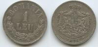 Rumänien Königreich 1 Leu Silber G12064 - RAR Carol I. 1866-1914 Romania -