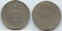 1 Gulden Silber - Frankfurt Stadt S0450 - Freie Stadt Frankfurt mit Gravur 1814 Handarbeit umgearbeitet