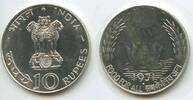 10 Rupees G6250 - Indien KM#186 RAR Silber Food for all FAO India -