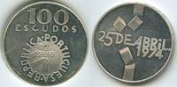 Portugal 100 Escudos Silber H0518 - Carnation Revolution in 1974 República Portuguesa -