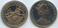Insel Man 1 Crown G0491 - Isle of Man Fussball Mexico 1986 World Cup Soccer Elizabeth II. -