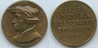 Schweiz Eidgenossenschaft Bronzemedaille M#7268 - Huldrichus Zwinglius 400 Jahre Schweizer Theologe Zürcher Reformator -