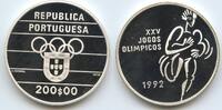 Portugal 200 Escudos Silber G16219 - XXV. Olympic Games Barcelona Läufer Proof -