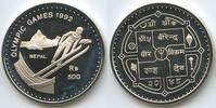 Nepal 500 Rupee GB1358 - Winter Olympics Albertville Skisprung Proof Birendra Bir Bikram -