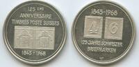 Schweiz Eidgenossenschaft Silbermedaille M#6439 - 125 Jahre schweizer Briefmarken 1843-1968 -