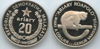 20 Ariary Silber 1988 Madagaskar GS222 - Lemur World Wildlife Fund Proof Malagasy Madagascar Polierte Platte