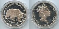 50 Dollars Silber 1990 Cook Inseln - Cook Islands G0077 - Grizzly bear Proof Endangered World Wildlife Polierte Platte