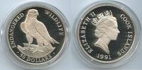 50 Dollars Silber 1991 Cook Inseln - Cook Islands G0088 - Wanderfalke - Peregrine Falcon Proof Endangered World Wildlife Polierte Platte