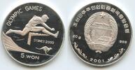 Nordkorea 5 Won Silber G2396 - Sommer Olympics 2000 Sydney Hurdler -