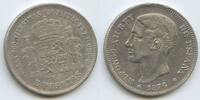 Spanien Königreich 5 Pesetas Silber GS281 - Alfonso XII. 1874-1885 Spain España -