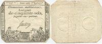 Frankreich Assignat de cinquante Sols (50 Sols) GB521 - Banknote Paper Money France Domaines nationaux -