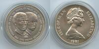 One Crown Silber (1 Crown) 1981 Insel Man - Isle of Man G0276 - Royal Wedding - Portraits Charles and Diana - Queen Elizabeth II. Unzirkuiert, Ma...