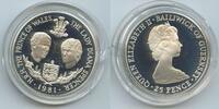 25 Pence Silber 1981 Guernsey G0214 - Royal Wedding 1981 – Wedding of Prince Charles and Lady Diana Spencer Polierte Platte