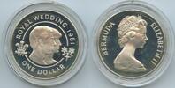 Bermuda One Dollar Silber G0224 - Royal Wedding Prince Charles and Lady Diana Proof Elizabeth II. -