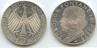 Deutschland Bundesrepublik 5 Mark Silber S0245 - Theodor Fontane 1819-1898 Federal Republic BRD -