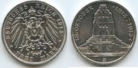 Deutsches Reich Kaiserreich Sachsen 3 Mark Silber S0073 - Völkerschlachtdenkmal Leipzig Friedrich August III. 1904-1918 -